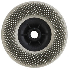 3M - 4-1/2" 120 Grit Ceramic Straight Disc Brush - Fine Grade, Threaded Hole Connector, 3/4" Trim Length, 5/8-11 Threaded Arbor Hole - Exact Tooling