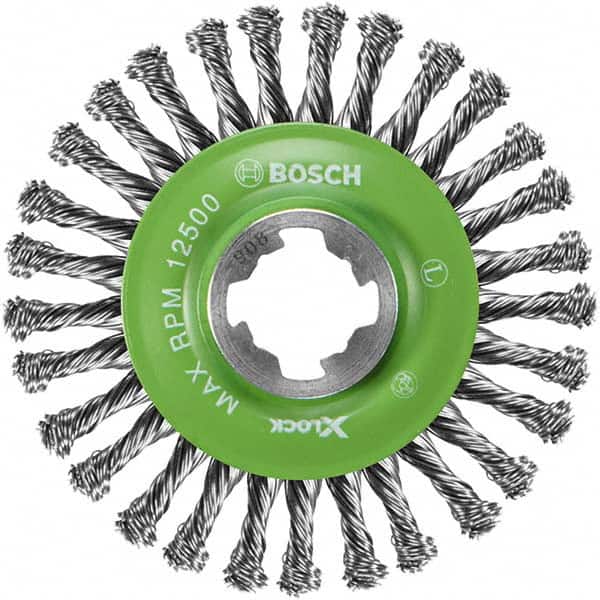 Bosch - 4-1/2" OD, 5/8" Arbor Hole, Knotted Stainless Steel Wheel Brush - Exact Tooling