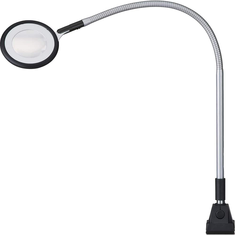 Waldmann Lighting - Task Lights; Fixture Type: Magnifying ; Color: Silver ; Lamp Type: LED ; Mounting Type: Screw Mount ; Adjustable Arm Type: Gooseneck ; Arm Length (Inch): 15.7 - Exact Tooling