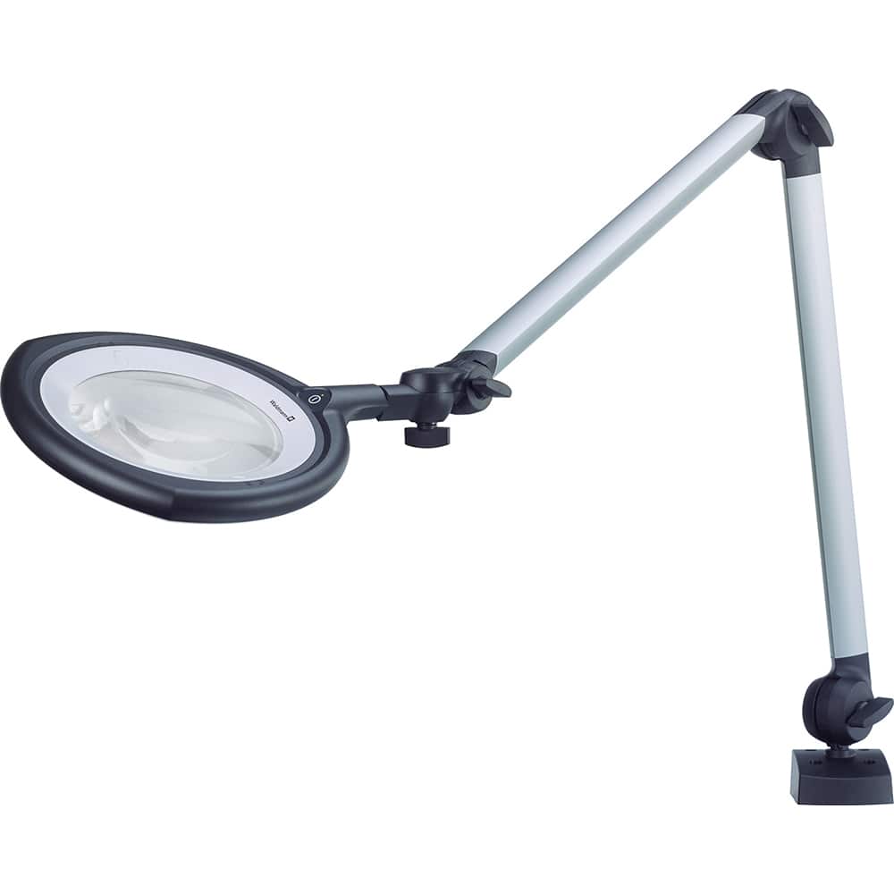 Waldmann Lighting - Task Lights; Fixture Type: Magnifying ; Color: Light Gray ; Lamp Type: LED ; Mounting Type: Screw Mount ; Adjustable Arm Type: Articulated ; Arm Length (Inch): 38.7 - Exact Tooling