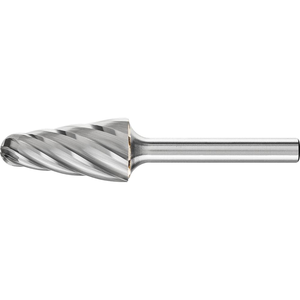 PFERD - SL-6, 5/8" Cut Diam, 1/4" Shank Diam, Carbide End Cut Aluma Cut Taper with Radius End Burr - Exact Tooling