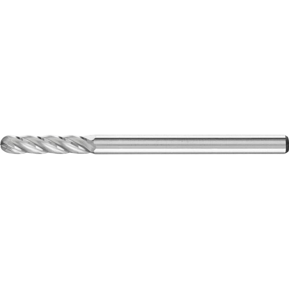 PFERD - SC-42, 1/8" Cut Diam, 1/8" Shank Diam, Carbide End Cut Aluma Cut Cylinder with Radius End Burr - Exact Tooling