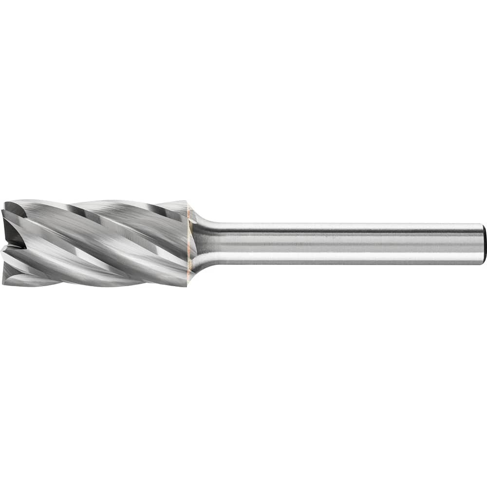 PFERD - SB-5, 1/2" Cut Diam, 1/4" Shank Diam, Carbide End Cut Aluma Cut Cylinder with End Cut Burr - Exact Tooling