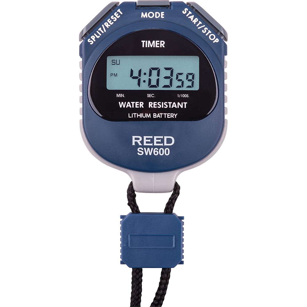 REED Instruments - Stopwatches; Type: Stopwatch/ Timer/ Clock ; Type: Stopwatch/ Timer/ Clock ; Color: Blue ; Battery Type: CR2032 ; Functions: Time, Minutes, Seconds, Month, Day, Date, Daily Alarm, ; Display Type: LCD - Exact Tooling