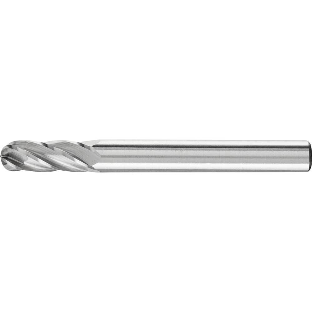 PFERD - SC-1, 1/4" Cut Diam, 1/4" Shank Diam, Carbide End Cut Aluma Cut Cylinder with Radius End Burr - Exact Tooling