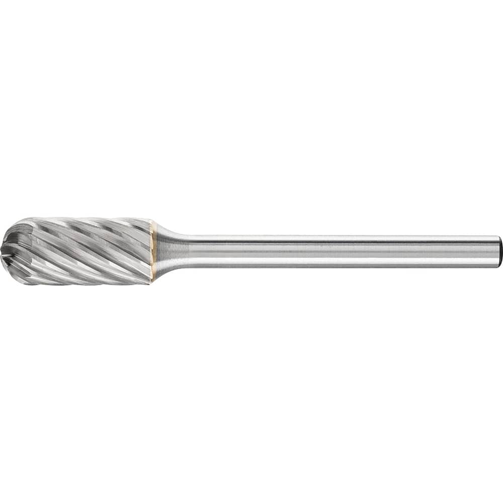 PFERD - SC-51, 1/4" Cut Diam, 1/8" Shank Diam, Carbide Inox Cut End Cut Cylinder with Radius End Burr - Exact Tooling