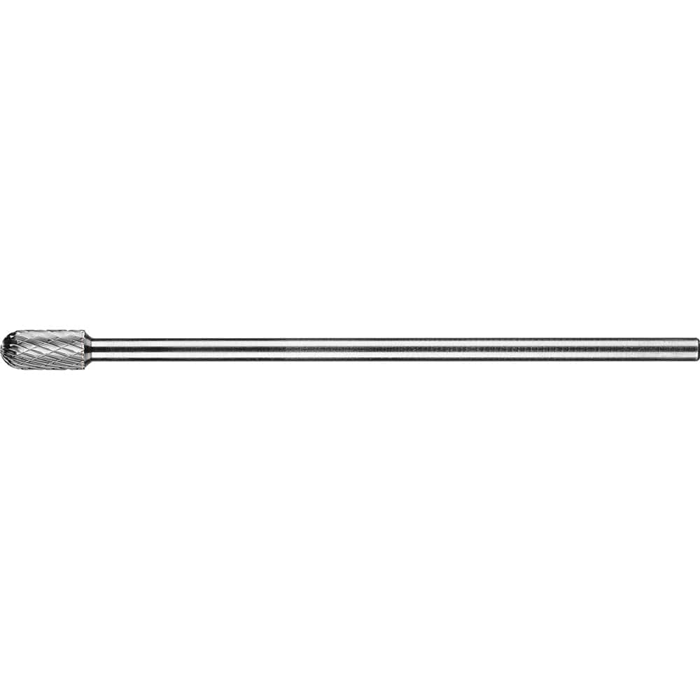 PFERD - SC-3L6, 3/8" Cut Diam, 1/4" Shank Diam, Carbide Double Cut Cylinder with Radius End Burr - Exact Tooling
