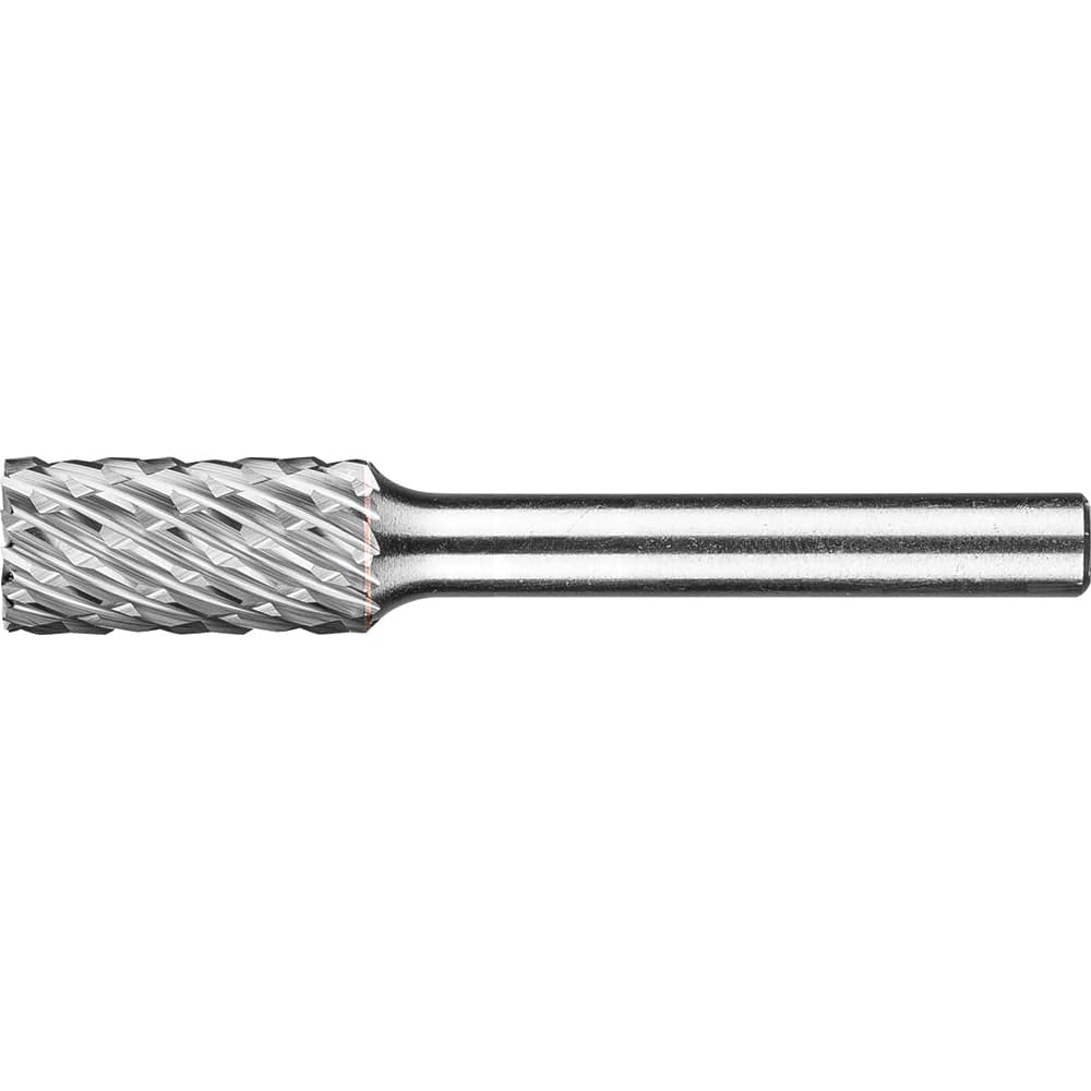 PFERD - SB-3, 3/8" Cut Diam, 1/4" Shank Diam, Carbide End Cut Diamond Cut Cylinder Burr - Exact Tooling