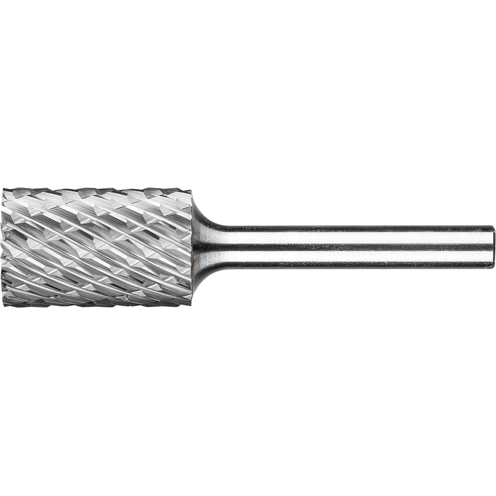 PFERD - SB-6, 5/8" Cut Diam, 1/4" Shank Diam, Carbide End Cut Diamond Cut Cylinder Burr - Exact Tooling