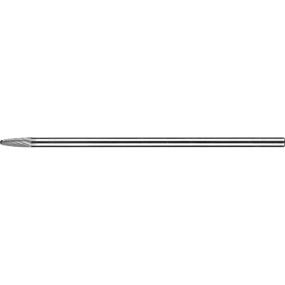 PFERD - SF-1L6, 1/4" Cut Diam, 1/4" Shank Diam, Carbide Double Cut Tree with Radius End Burr - Exact Tooling