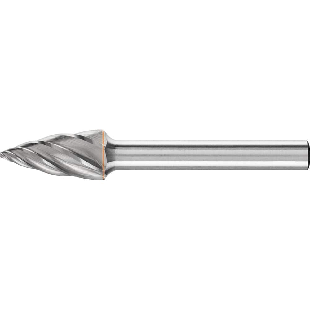 PFERD - SG-3, 3/8" Cut Diam, 1/4" Shank Diam, Carbide End Cut Aluma Cut Tree with Pointed End Burr - Exact Tooling