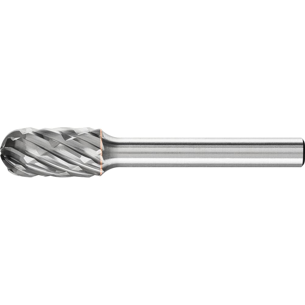 PFERD - SC-3, 3/8" Cut Diam, 1/4" Shank Diam, Carbide End Cut Diamond Cut Cylinder with Radius End Burr - Exact Tooling