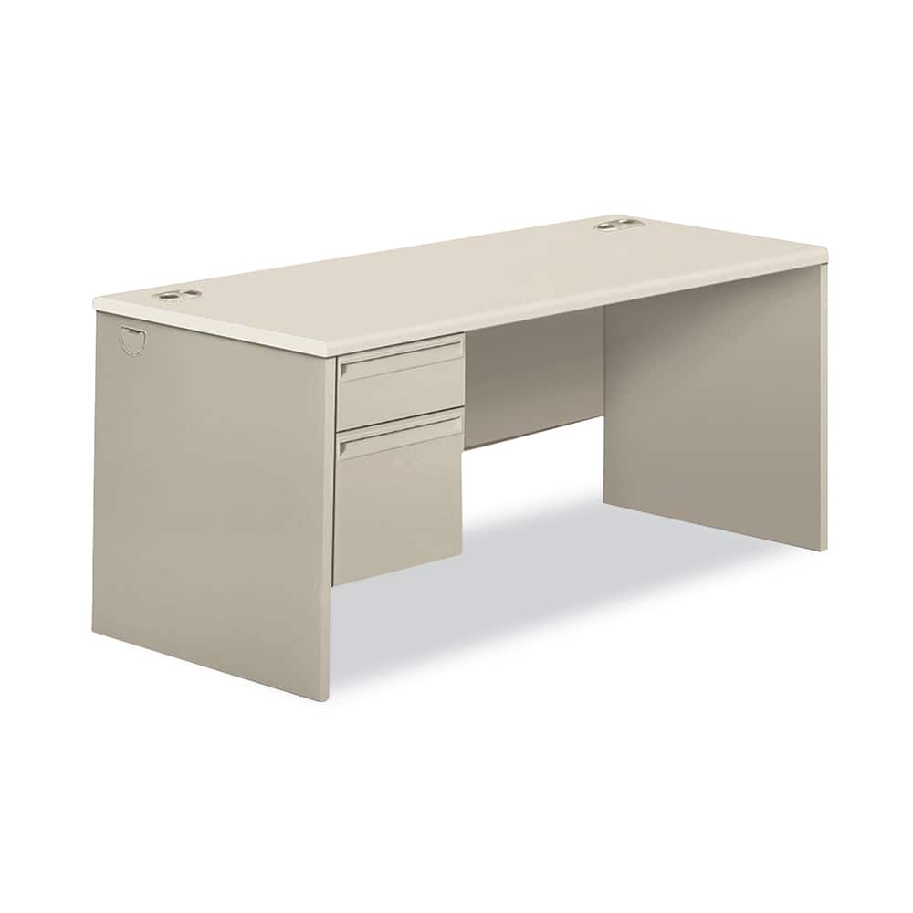 Hon - Office Desks; Type: Single Pedestal w/Left Hand Return ; Center Draw: No ; Color: Silver Mesh; Light Gray ; Material: Steel Base; Laminate Worksurface ; Width (Inch): 66 ; Depth (Inch): 30 - Exact Tooling