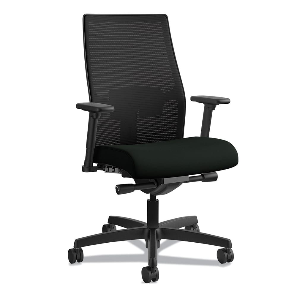 Hon - Swivel & Adjustable Office Chairs; Type: Mid-Back Chair ; Color: Black ; Seat Material: Fabric ; Height Range (Inch): 44 - Exact Tooling
