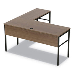 Linea Italia - Office Desks; Type: Workstation ; Center Draw: No ; Color: Natural Walnut ; Material: Steel Base; Laminate Worksurface ; Width (Inch): 59 ; Depth (Inch): 59 - Exact Tooling