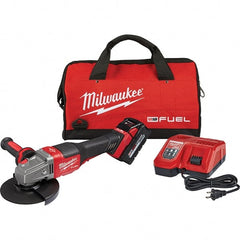 Milwaukee Tool - 4-1/2 - 6" Wheel Diam, 9,000 RPM, Cordless Angle & Disc Grinder - 5/8-11 Spindle, 18 Volts, 6 Amps, Side Exhaust - Exact Tooling