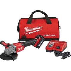 Milwaukee Tool - 4-1/2 - 6" Wheel Diam, 9,000 RPM, Cordless Angle & Disc Grinder - 5/8-11 Spindle, 18 Volts, 6 Amps, Side Exhaust - Exact Tooling