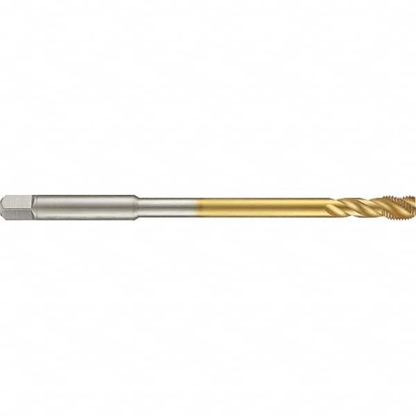 Guhring - 7/16-20 UNF 3 Flute 2B Modified Bottoming Spiral Flute Tap - High Speed Steel, TiN Finish, 6" OAL, Right Hand Flute, Right Hand Thread, H4/H5, Series 4288 - Exact Tooling