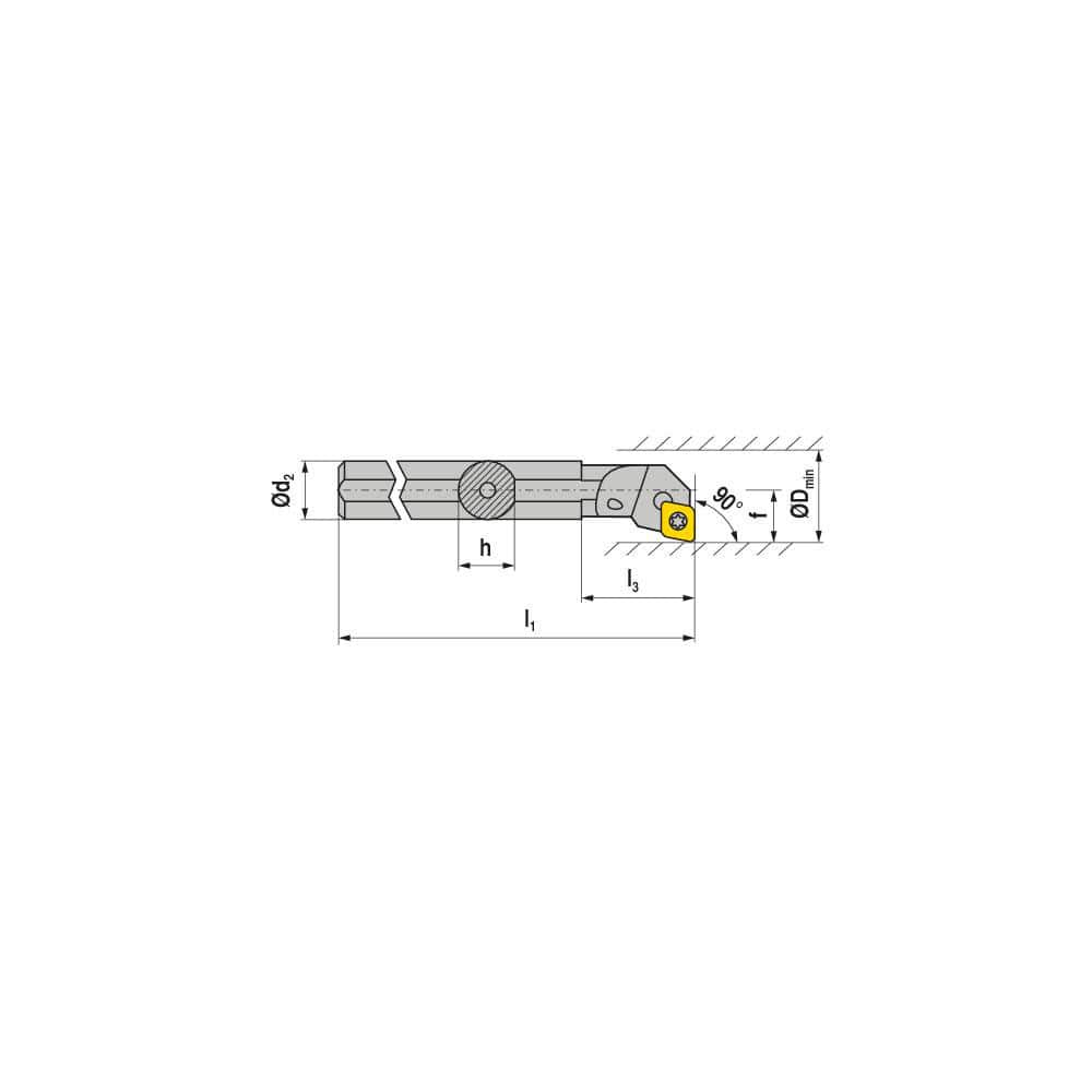 Indexable Boring Bar: A12K SCFCL 06, 16.00 mm Min Bore, 12.00 mm Shank Dia, 90.00° N/A Steel 125.0000″ OAL, Screw Clamping,