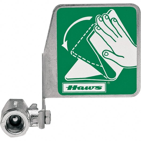Haws - 1/2" Inlet, 7" Long x 5" Wide x 3" High, Stainless Steel Plumbed Wash Station Stay-Open Ball Valve - Green Matting, Compatible with Combination Drench Shower & Eye/Face Wash Stations - Exact Tooling