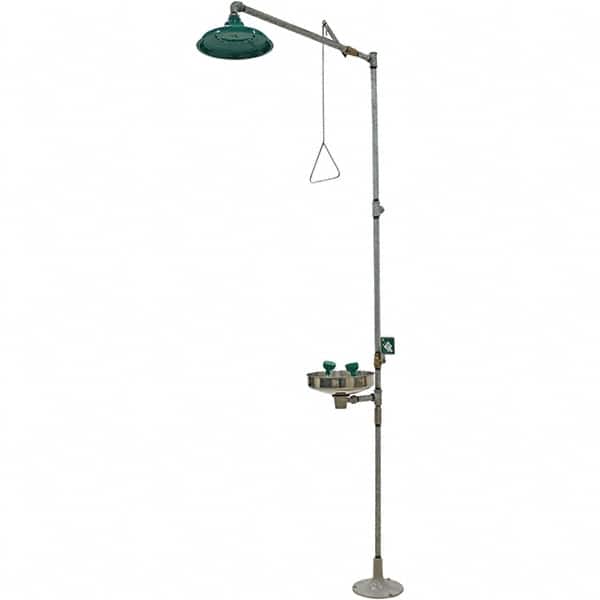 Haws - 25 GPM shower Flow, Drench shower & Eyewash Station - Bowl, Push Flag Activated, Galvanized Steel Pipe, Plastic Shower Head, Corrosion Resistant - Exact Tooling