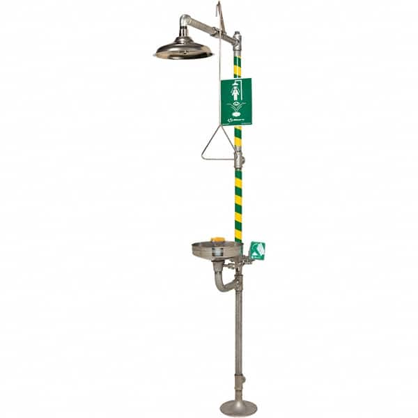 Haws - 23.7 GPM shower Flow, Drench shower, Eye & Face Wash Station - Bowl with Hinged Dust Cover, Triangular Pull Rod & Push Flag Activated, Stainless Steel Pipe, Stainless Steel Shower Head, Corrosion Resistant - Exact Tooling