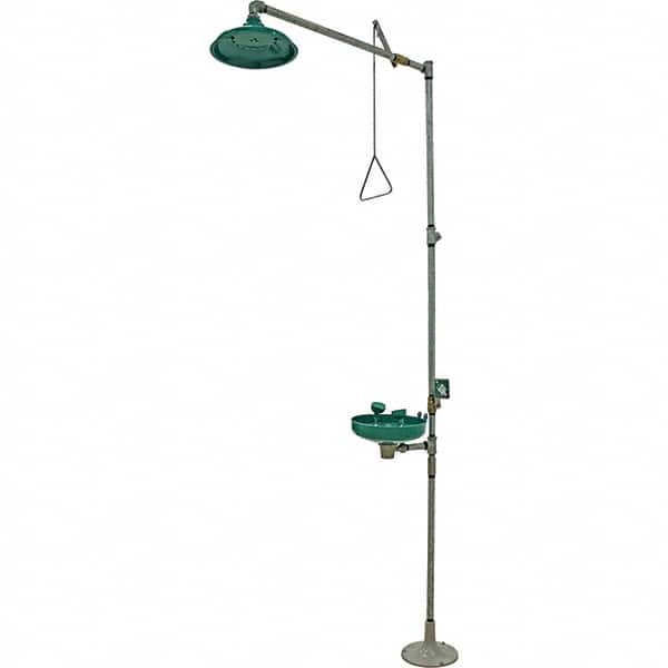 Haws - 25 GPM shower Flow, Drench shower & Eyewash Station - Bowl, Push Flag Activated, Galvanized Steel Pipe, Plastic Shower Head - Exact Tooling