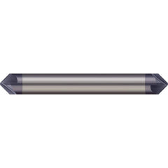 Micro 100 - 1/8" Diam 90°/90° 3-Flute Double End Solid Carbide Chamfer Mill - Exact Tooling