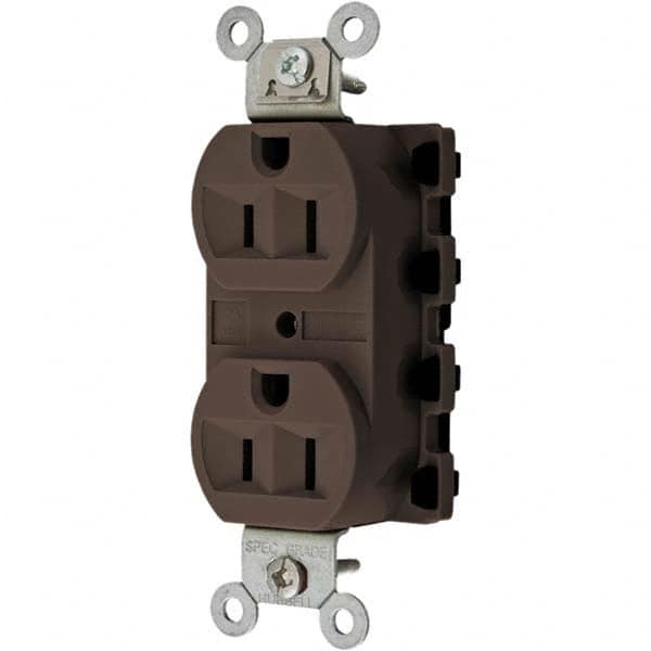 Hubbell Wiring Device-Kellems - 125V 15A NEMA 5-15R Specification Grade Brown Straight Blade Duplex Receptacle - Exact Tooling