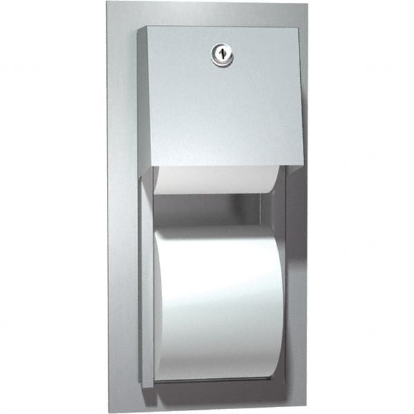 ASI-American Specialties, Inc. - Standard Double Roll Stainless Steel Toilet Tissue Dispenser - 8" Wide x 14" High x 6-1/2" Deep, Silver - Exact Tooling