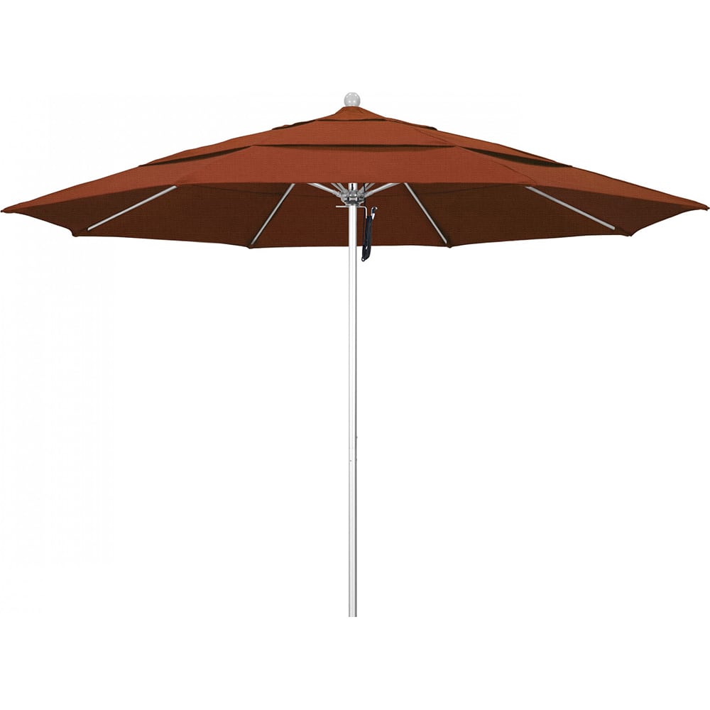 California Umbrella - Patio Umbrellas; Umbrella Diameter (Inch): 132 ; Height (Feet): 8.916 ; Fabric Color: Terracotta ; Base Included: No ; Frame Material: Aluminum ; Frame Color: Silver - Exact Tooling
