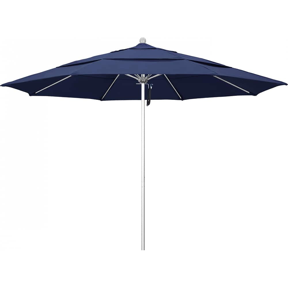 California Umbrella - Patio Umbrellas; Umbrella Diameter (Inch): 132 ; Height (Feet): 8.916 ; Fabric Color: Navy Blue ; Base Included: No ; Frame Material: Aluminum ; Frame Color: Silver - Exact Tooling