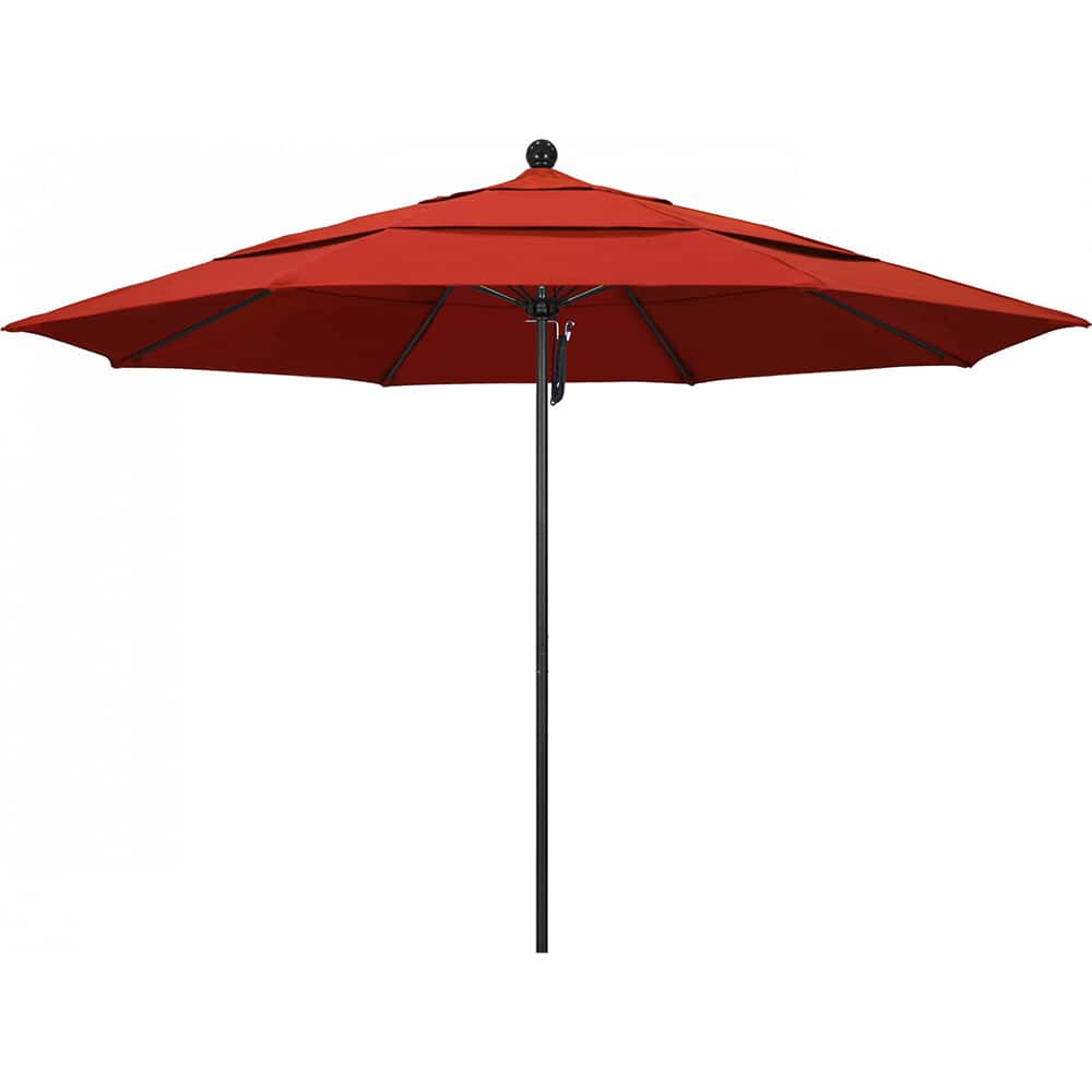 California Umbrella - Patio Umbrellas; Umbrella Diameter (Inch): 132 ; Height (Feet): 8.916 ; Fabric Color: Sunset ; Base Included: No ; Frame Material: Aluminum ; Frame Color: Black - Exact Tooling