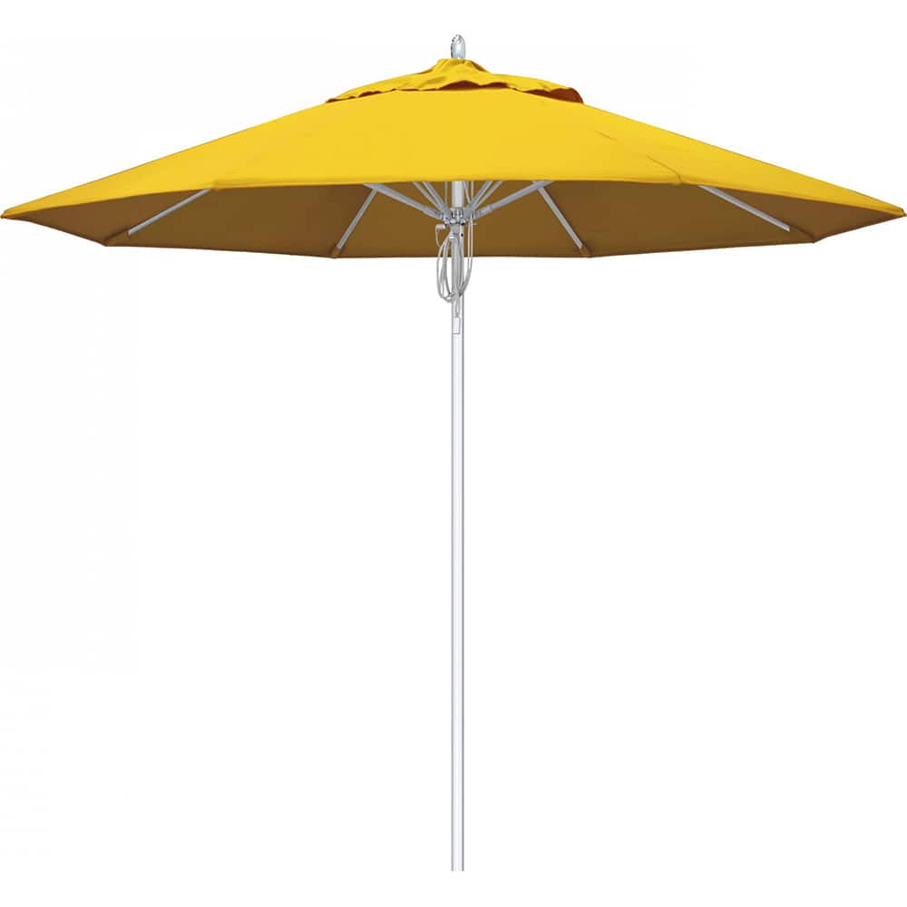 California Umbrella - Patio Umbrellas; Umbrella Diameter (Inch): 90 ; Height (Feet): 9.000 ; Fabric Color: Sunflower Yellow ; Base Included: No ; Frame Material: Aluminum ; Frame Color: Silver - Exact Tooling