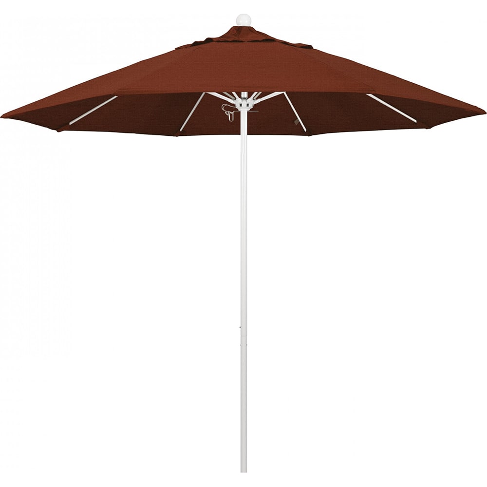 California Umbrella - Patio Umbrellas; Umbrella Diameter (Inch): 108 ; Height (Feet): 8.583 ; Fabric Color: Terracotta ; Base Included: No ; Frame Material: Aluminum ; Frame Color: White - Exact Tooling