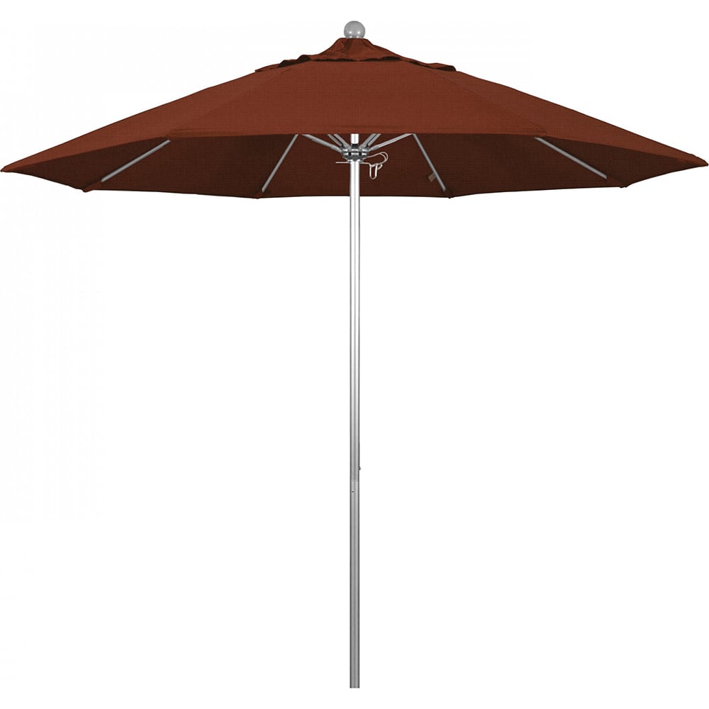 California Umbrella - Patio Umbrellas; Umbrella Diameter (Inch): 108 ; Height (Feet): 8.583 ; Fabric Color: Terracotta ; Base Included: No ; Frame Material: Aluminum ; Frame Color: Silver - Exact Tooling
