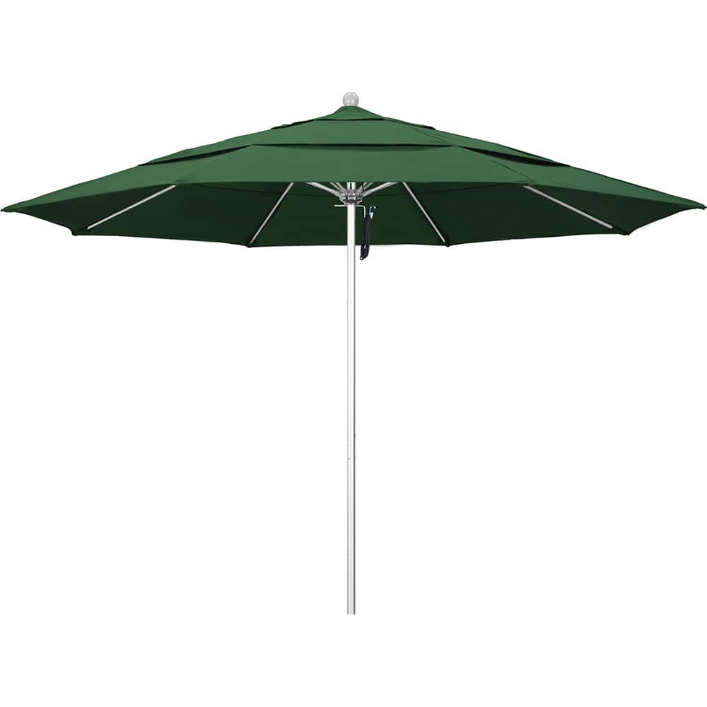 California Umbrella - Patio Umbrellas; Umbrella Diameter (Inch): 132 ; Height (Feet): 8.916 ; Fabric Color: Hunter Green ; Base Included: No ; Frame Material: Aluminum ; Frame Color: Silver - Exact Tooling