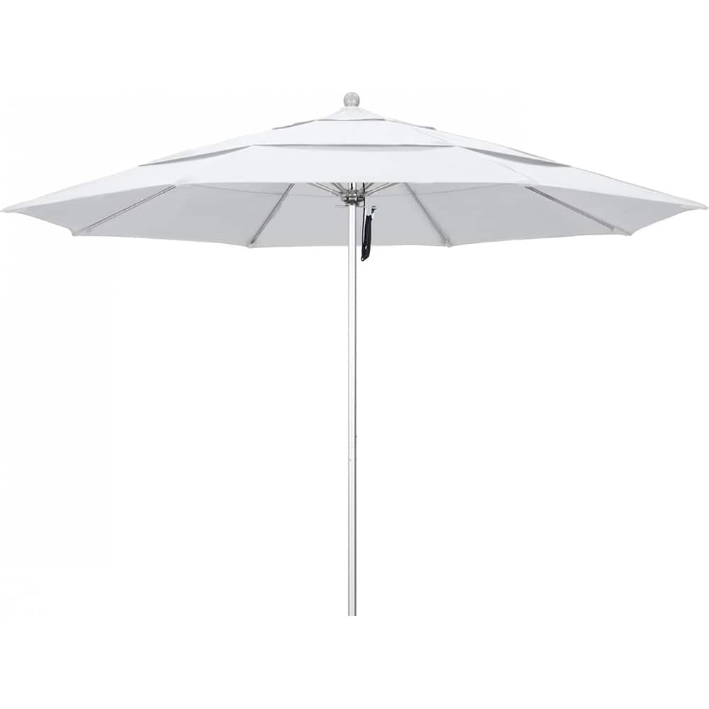 California Umbrella - Patio Umbrellas; Umbrella Diameter (Inch): 132 ; Height (Feet): 8.916 ; Fabric Color: White ; Base Included: No ; Frame Material: Aluminum ; Frame Color: Silver - Exact Tooling