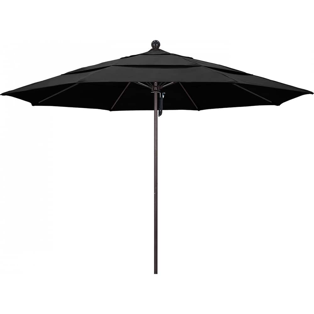 California Umbrella - Patio Umbrellas; Umbrella Diameter (Inch): 132 ; Height (Feet): 8.916 ; Fabric Color: Black ; Base Included: No ; Frame Material: Aluminum ; Frame Color: Bronze - Exact Tooling