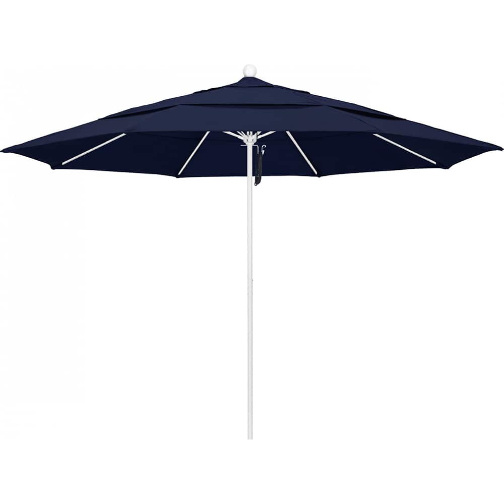 California Umbrella - Patio Umbrellas; Umbrella Diameter (Inch): 132 ; Height (Feet): 8.916 ; Fabric Color: Navy Blue ; Base Included: No ; Frame Material: Aluminum ; Frame Color: White - Exact Tooling