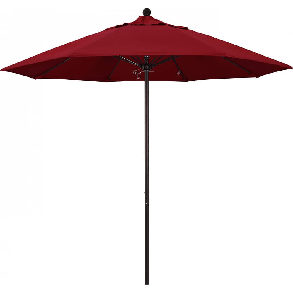 California Umbrella - Patio Umbrellas; Umbrella Diameter (Inch): 108 ; Height (Feet): 8.583 ; Fabric Color: Red ; Base Included: No ; Frame Material: Aluminum ; Frame Color: Bronze - Exact Tooling