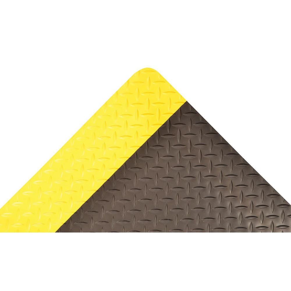 Anti-Fatigue Mat: 60.0000″ Length, 36.0000″ Wide, 9/16″ Thick, Nitrile Rubber, Beveled Edge, Heavy Duty Diamond Plates, Black & Yellow, Dry