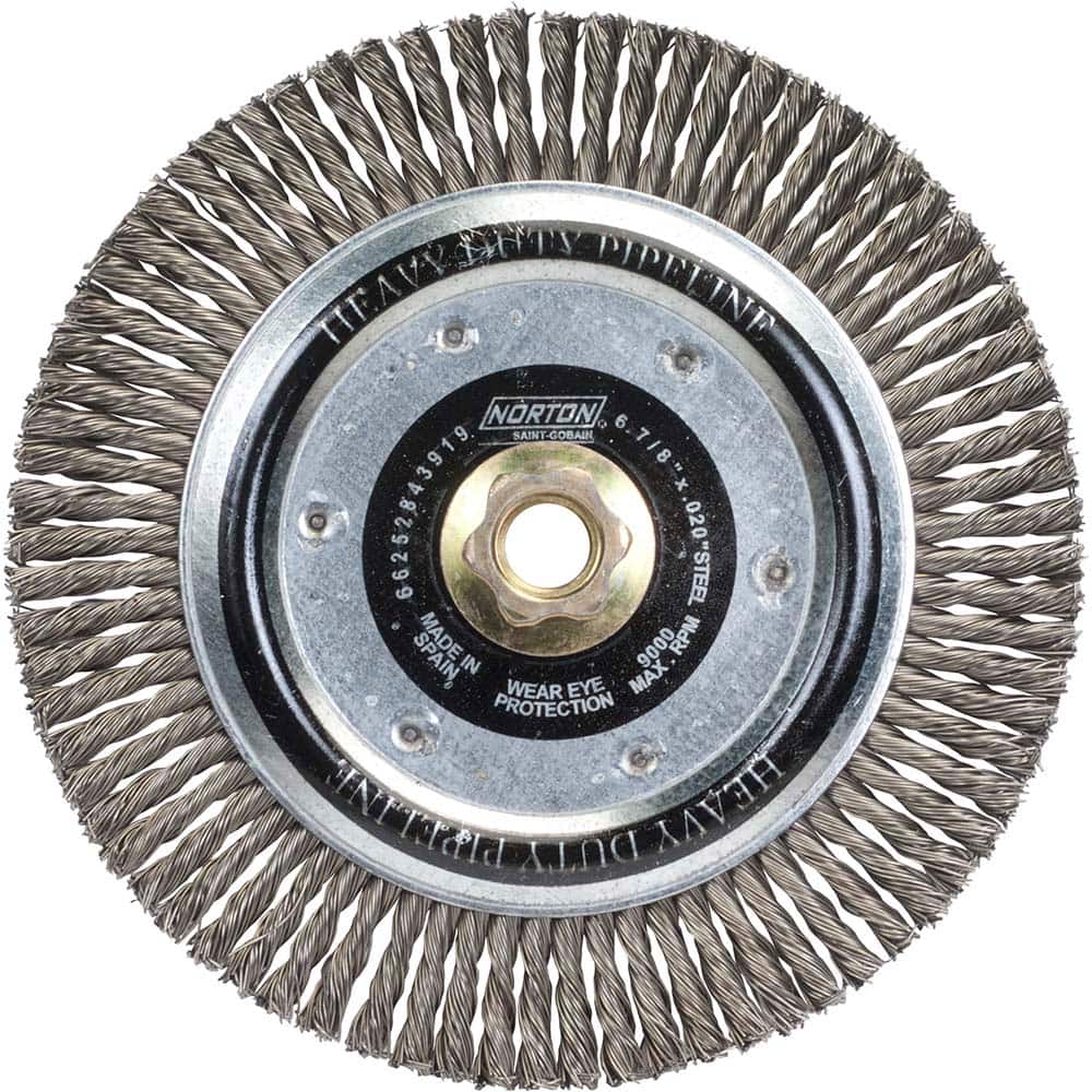 Norton - 6-7/8" OD, 5/8-11 Arbor Hole, Stringer Bead Carbon Wheel Brush - Exact Tooling