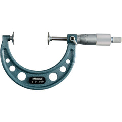 2″-3″ Measuring Range-0.001″ Graduation - Ratchet Thimble - High Speed Steel Face - Disc Micrometer - Exact Tooling