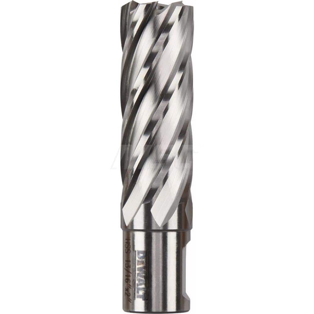 DeWALT - Annular Cutters; Cutter Diameter (Inch): 13/16 ; Cutter Diameter (Decimal Inch): 0.1830 ; Cutting Depth (Inch): 2 ; Shank Diameter (Inch): 3/4 ; Finish/Coating: Uncoated ; Cutter Material: High Speed Steel - Exact Tooling