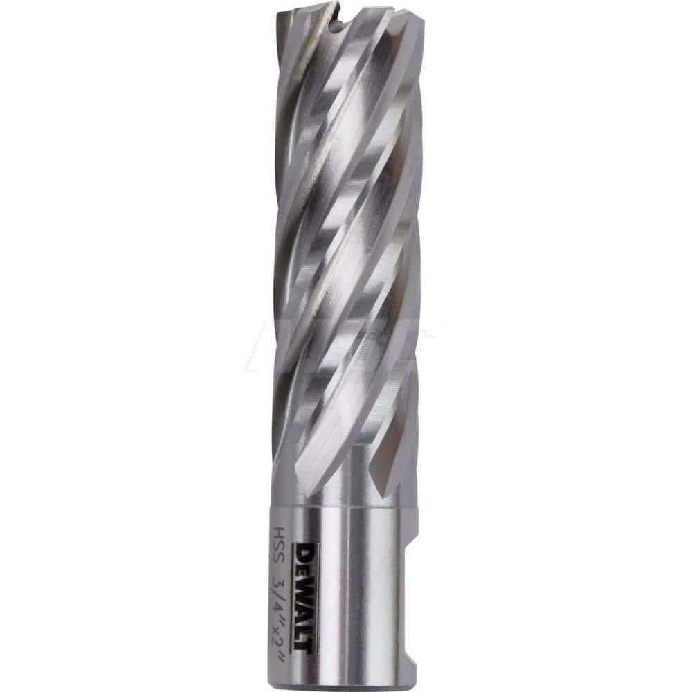 DeWALT - Annular Cutters; Cutter Diameter (Inch): 3/4 ; Cutter Diameter (Decimal Inch): 0.7500 ; Cutting Depth (Inch): 2 ; Shank Diameter (Inch): 3/4 ; Finish/Coating: Uncoated ; Cutter Material: High Speed Steel - Exact Tooling