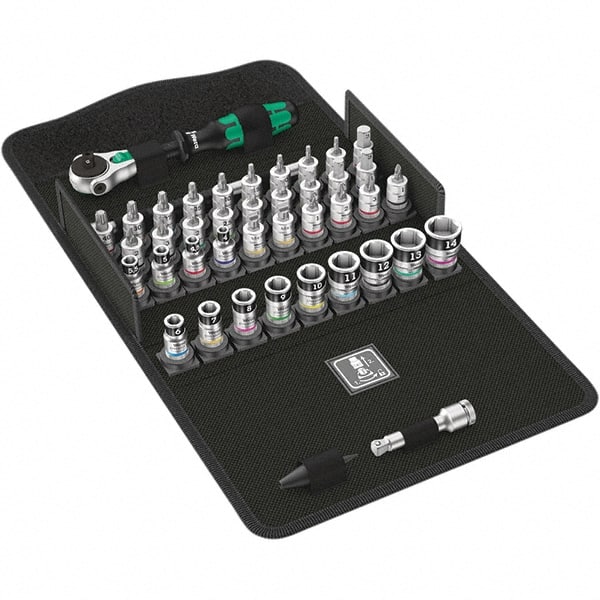 Wera - 42 Piece 1/4" Drive Ratchet Socket Set - Comes in Molded Pouch - Exact Tooling