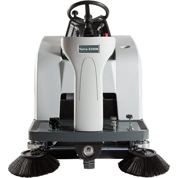 Advance - 46" Cleaning Width, Battery Powered Walk Behind & Sweeper - 0.8 hp, 420 RPM, Series Terra 4300B - Exact Tooling