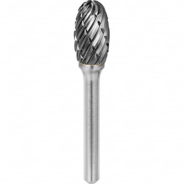 SGS Pro - 1/2" Cut Diam, 1/4" Shank Diam, Tungsten Carbide Steel Cut Oval Burr - Exact Tooling