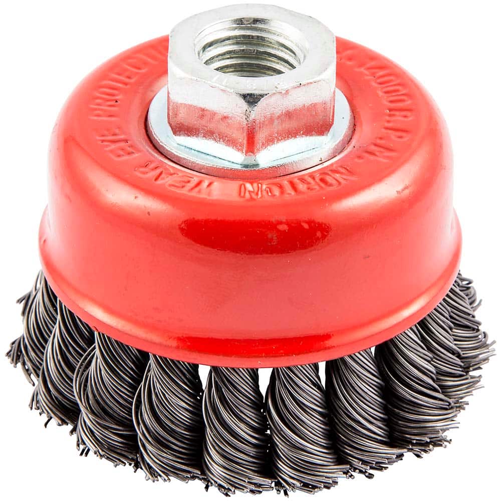 Norton - 2-3/4" Diam 5/8-11 Threaded Arbor Carbon Steel Fill Cup Brush - Exact Tooling
